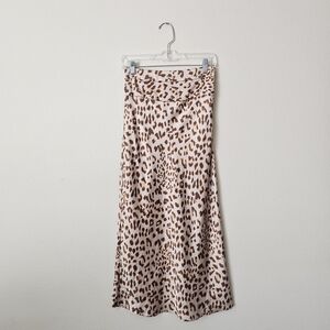 Free People Leopard-Print Satin Maxi Skirt - Cream & Brown